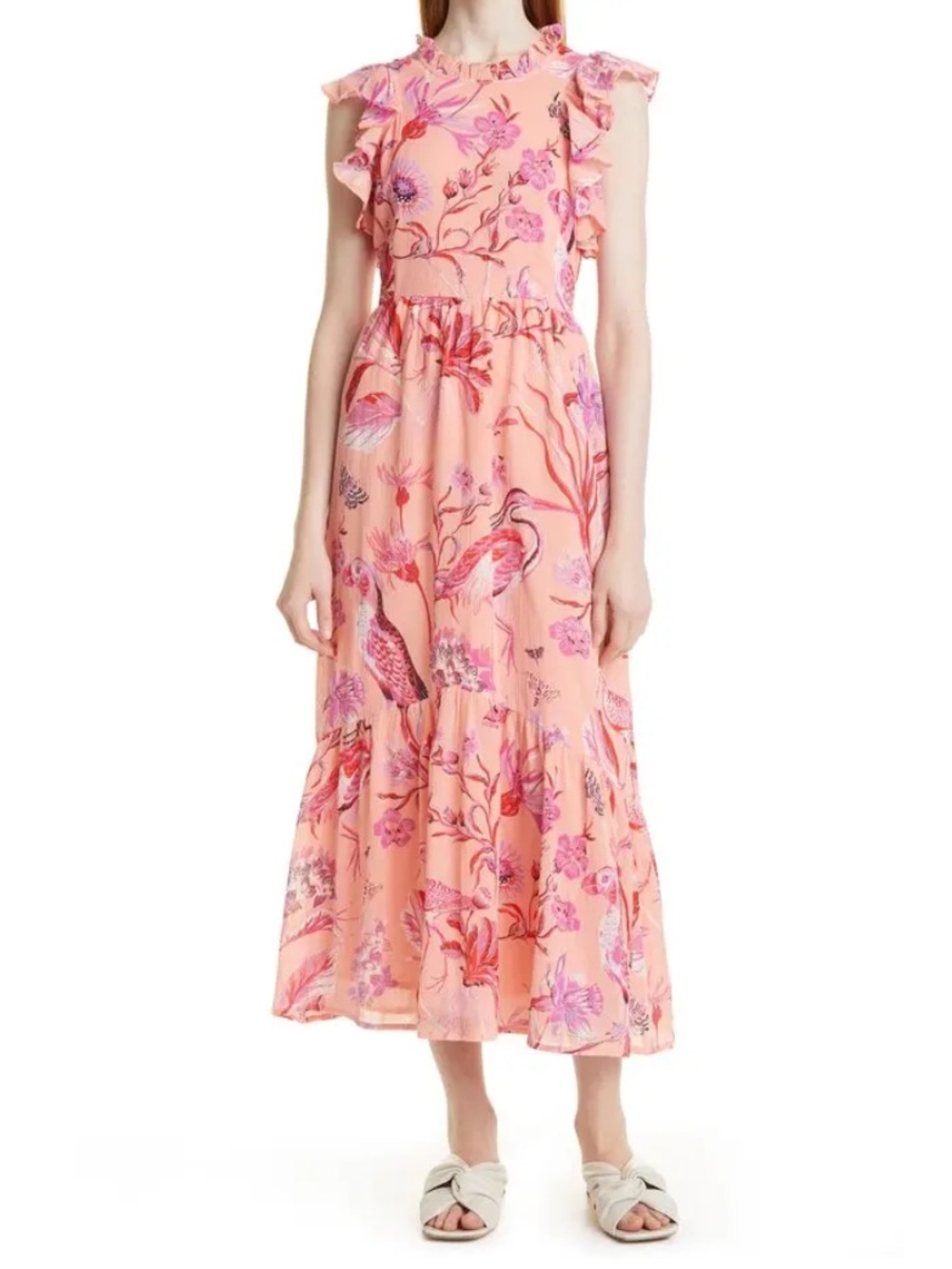 Banjanan Hanna Floral Ruffle Midi Dress XS